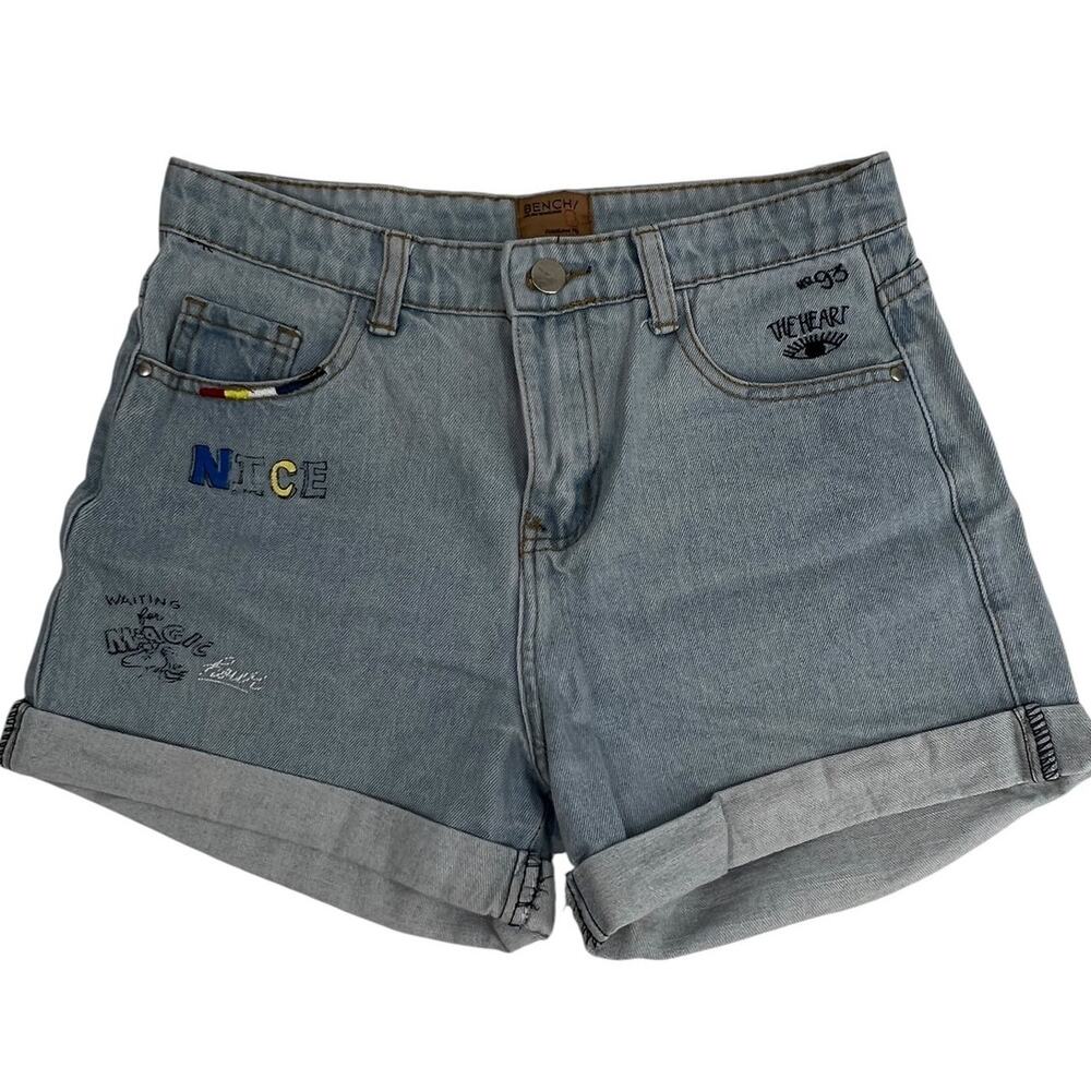 Bench Embroidered Denim Shorts Y2K